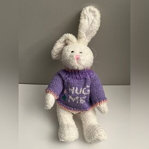 Vintage  Berkeley plush toy bunny with cute purple knitted sweater